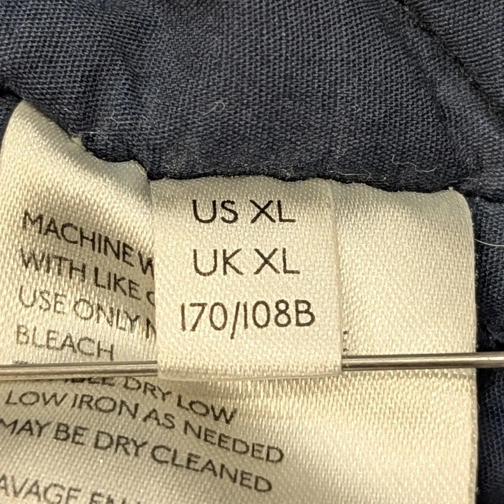 Free People Quilted MacKenzie Bomber Jacket XL Blue White Patterned Trim